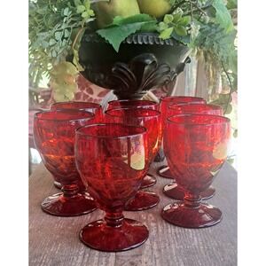 Vintage Viking Amberina Thumbprint Goblets Spectacular Set of 8